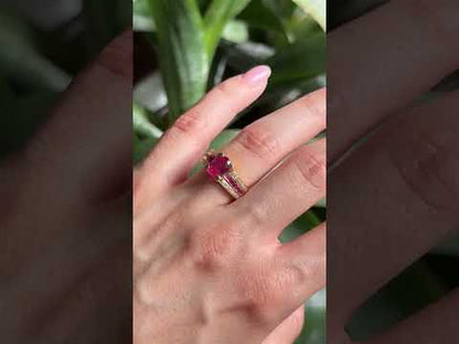 Bague Jonc - Or Jaune 750 Rubis & Diamants