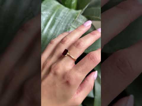 Bague Solitaire - Or Jaune 750 & Grenat