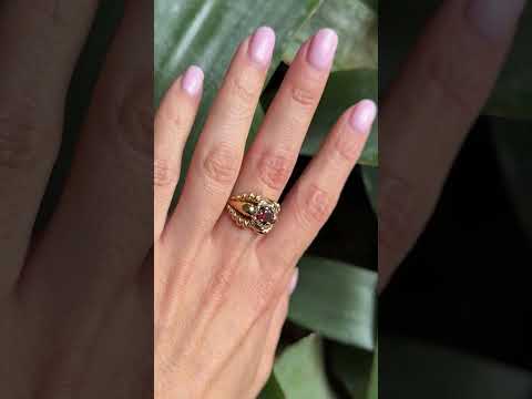 Bague Vintage Godrons - Or Jaune 750 & Grenat