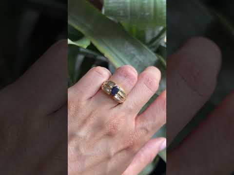 Bague Jonc - Or Jaune 750 Saphir & Diamants