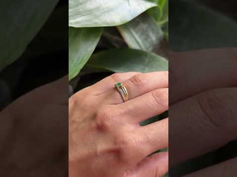 Bague Solitaire - Or Jaune 750 & Émeraude