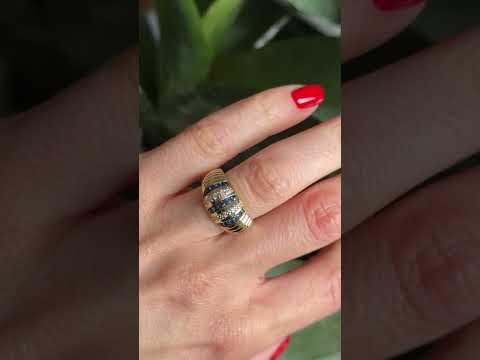 Bague Jonc Vintage - Or Jaune 750 Saphirs & Diamants
