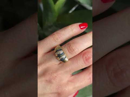 Bague Jonc Vintage - Or Jaune 750 Saphirs & Diamants