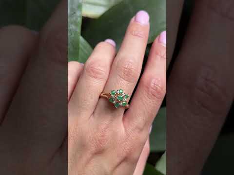Bague Marguerite - Or Jaune 585 Émeraudes & Diamants
