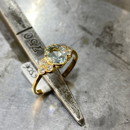 Bague Nausicaä - Or Jaune 750 Aigue-Marine & Diamants Création Fremont