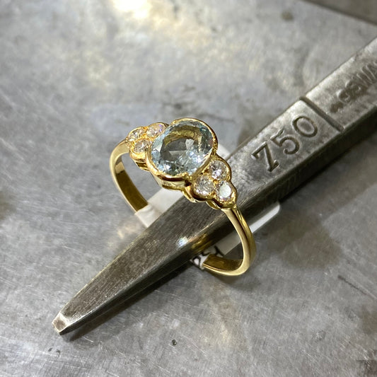 Bague Nausicaä - Or Jaune 750 Aigue-Marine & Diamants