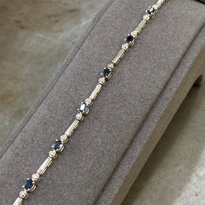 Bracelet Trilogie - Or Blanc 750 Saphirs & Diamants Occasion