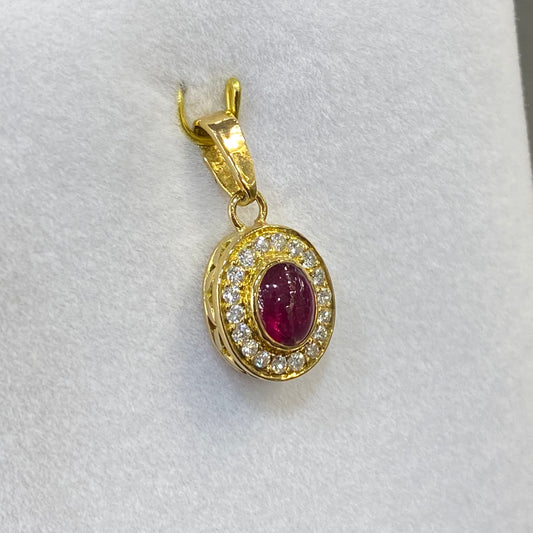 Pendentif Vintage - Or Jaune 750 Rubis & Diamants Création Fremont